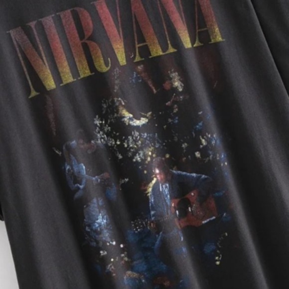 Nirvana vintage style black Oversized graphic tee - Picture 6 of 7